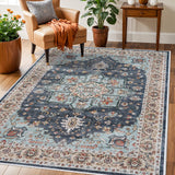 TOPRUUG Washable Oriental Area Rug - 12x15 Rugs for Living Room Soft Carpet for Bedroom Waterproof Floral Distressed Indoor Stain Resistant Non-Shedding Floor Carpets (Green, 12x15)