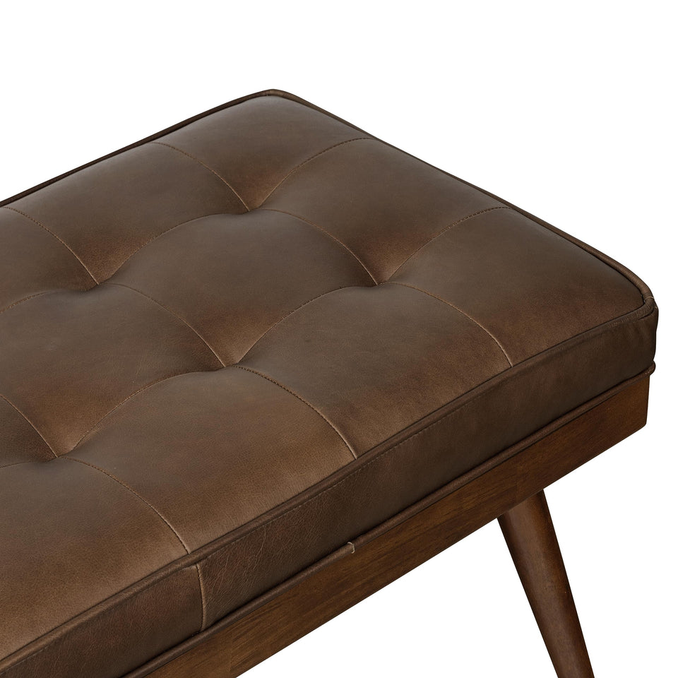 POLY & BARK Napa 72" Apartment Sofa – Italian-Tanned Full-Grain Pure-Aniline or Semi-Aniline Leather, Feather-Down Cushioning, Kiln-Dried Solid Wood Frame, Walnut Legs - Cognac Tan