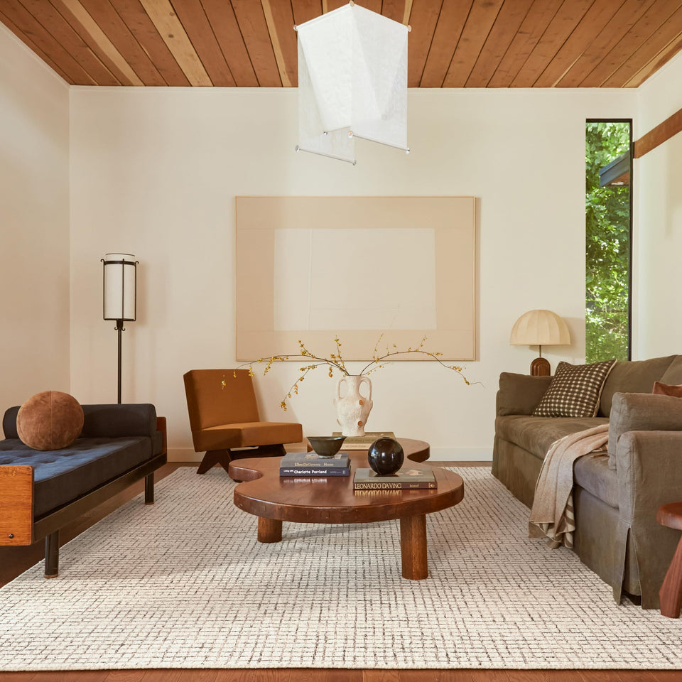 Rugs USA 8'6" x 11'6" Melrose Checked Wool Indoor Area Rug, Contemporary Farmhouse Cream for Living Room, Bedroom, Office, Entryway, Hallway