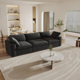 160.6" Cloud Couch Modular Sectional Sofa for Livingroom,Oversized Convertible Sofa with Storage Ottomans,6 Seat Wide Couches,Cushion Covers Removable (Khaki, 6 Seater)