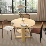 43.3in-59in Extendable Round Dining Table for 4-8,Modern Kitchen Oval Dining Table with Removable Leaves Space Saving,Wood Base with Storage Shelf for Kitchen Living Room (Walnut)