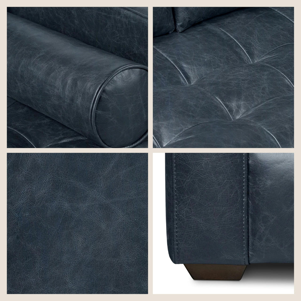 POLY & BARK Napa 72" Apartment Sofa – Italian-Tanned Full-Grain Pure-Aniline or Semi-Aniline Leather, Feather-Down Cushioning, Kiln-Dried Solid Wood Frame, Walnut Legs - Cognac Tan