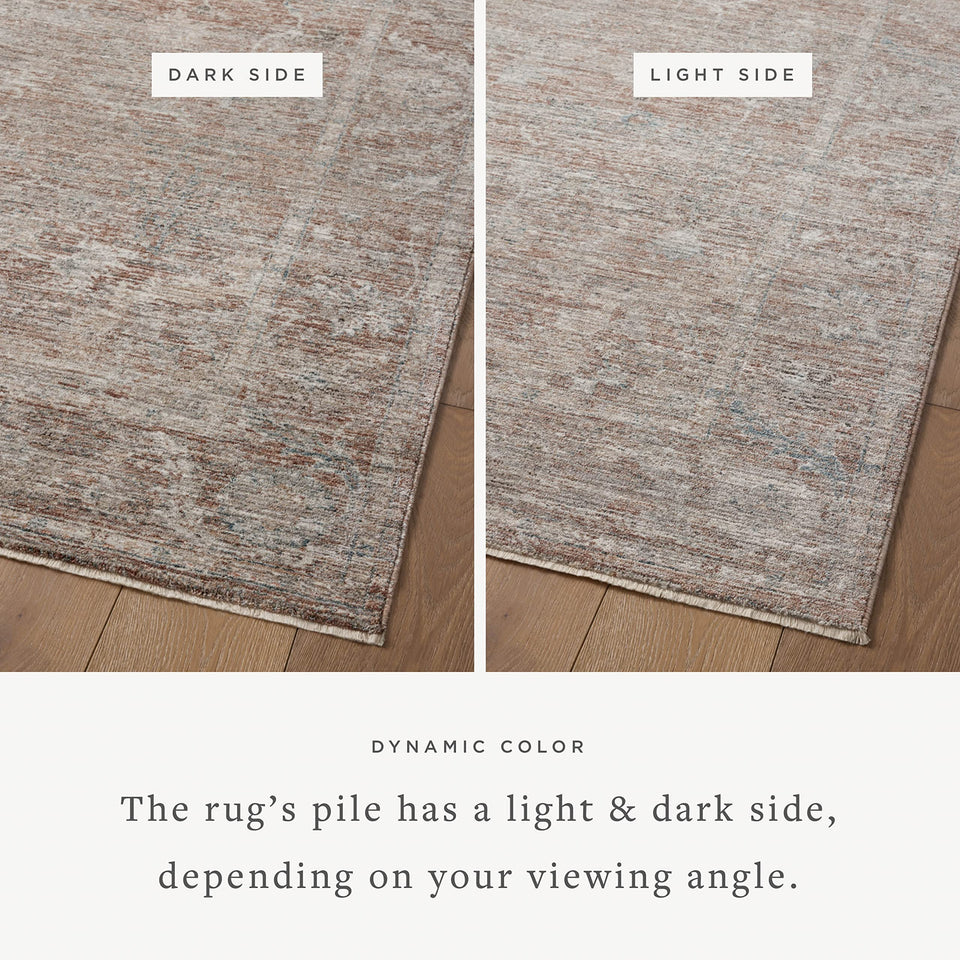 Loloi Magnolia Home by Joanna Gaines Millie Collection MIE-02 Sky/Gold 7'-10" x 10', .25" Pile Height, Area Rug