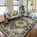 TOPRUUG Washable Oriental Area Rug - 12x15 Rugs for Living Room Soft Carpet for Bedroom Waterproof Floral Distressed Indoor Stain Resistant Non-Shedding Floor Carpets (Green, 12x15)