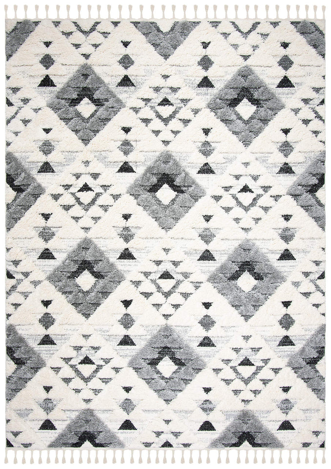 SAFAVIEH Area Rug 8x10 - Moroccan Tassel Shag Collection - Large - Ivory & Brown, Boho Design, Non-Shedding & Easy Cleaning, Plush Pile, Ideal for Living Room, Bedroom, Dining Space (MTS688A)