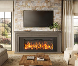 PRAISUN 70'' Fireplace TV Stand with 42'' Electric Fireplace, Farmhouse TV Stand for 65 75 Inch TV, Entertainment Center TV Console with 3 Drawers, Fluted Design, for Living Room, Distressed White