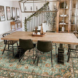 TOPRUUG Washable Oriental Area Rug - 12x15 Rugs for Living Room Soft Carpet for Bedroom Waterproof Floral Distressed Indoor Stain Resistant Non-Shedding Floor Carpets (Green, 12x15)