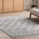 nuLOOM 8x11 Ansley Moroccan Tassel Area Rug, Light Grey, High-Low Textured Bohemian Design, Plush High Pile, Stain Resistant, For Bedroom, Living Room, Hallway, Entryway