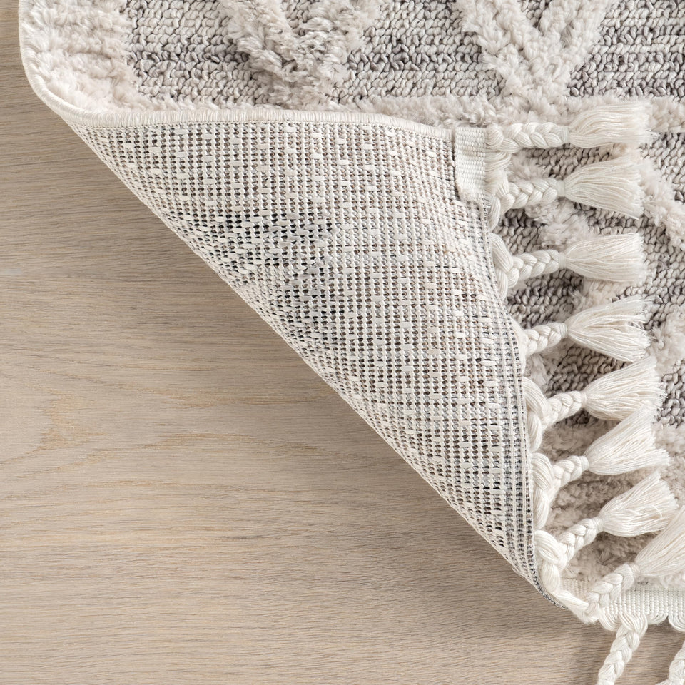 nuLOOM 8x11 Ansley Moroccan Tassel Area Rug, Light Grey, High-Low Textured Bohemian Design, Plush High Pile, Stain Resistant, For Bedroom, Living Room, Hallway, Entryway