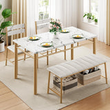 IRONCK Dining Table Set for 4, Kitchen Table with Upholstered Bench and 2 Chairs, Kitchen Table and Chairs Set for Small Space, Apartment, Rustic Brown