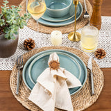 GBHOME Ceramic Dinnerware Sets for 8, 24 Pieces Stoneware Plates and Bowls Sets, Scratch Resistant Dishes, Dishwasher & Microwave Safe, Reactive Glaze-Green Wheat