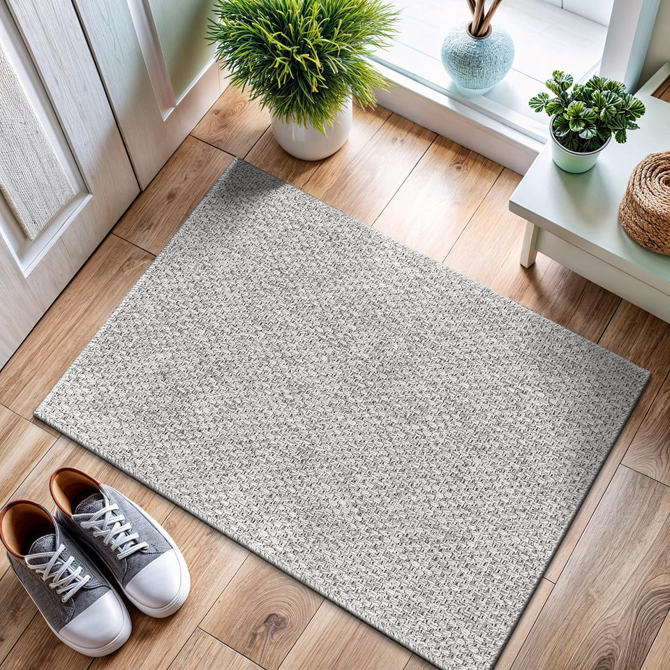 CAMILSON Easy Jute Rug 10x14, Indoor Outdoor Natural Color Fiber Area Rugs for Living Room Patio and Kitchen Rug Herringbone Woven Design Easy-Cleaning Washable Outside Carpet Alfombras 10 x 14