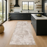 Neutral Living Room Rug - 10x14 Farmhouse Beige Brown Large Area Rug for Dining Room, Bedroom, Low Pile Lightweight Washable