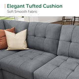 HONBAY Sectional Sleeper Sofa Pull Out Bed with Storage Chaise, Sectional Sofa Couch, Sleeper Couch Bed for Living Room, Dark Grey