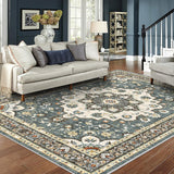 TOPRUUG Washable Oriental Area Rug - 12x15 Rugs for Living Room Soft Carpet for Bedroom Waterproof Floral Distressed Indoor Stain Resistant Non-Shedding Floor Carpets (Green, 12x15)