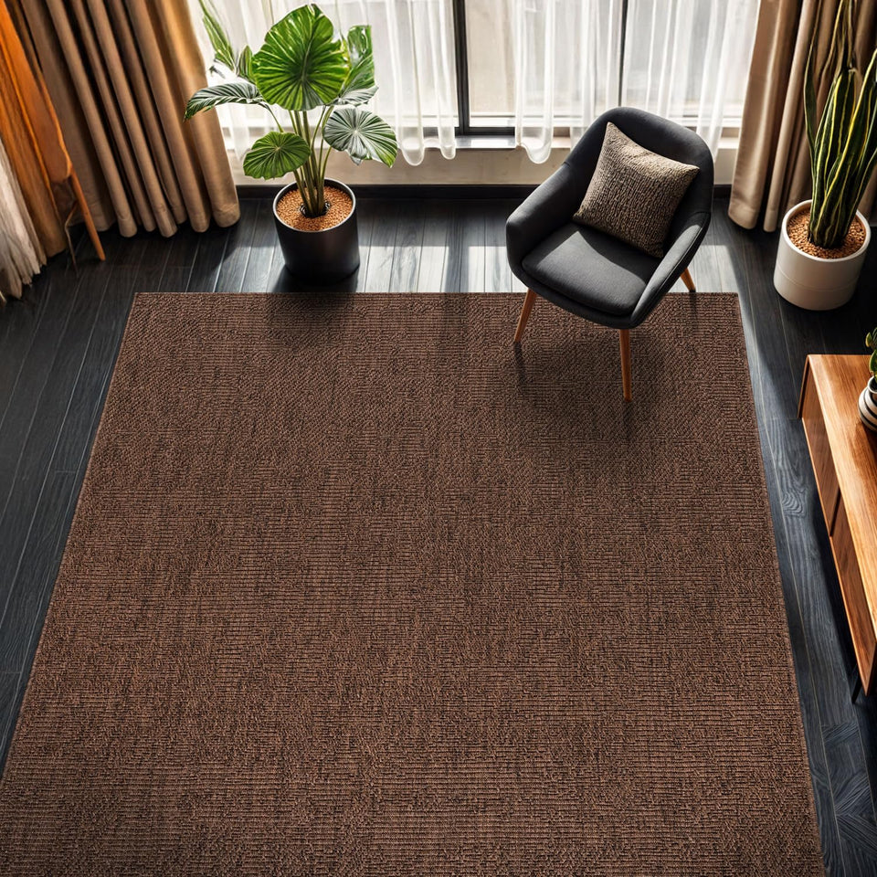 CAMILSON Easy Jute Rug 10x14, Indoor Outdoor Natural Color Fiber Area Rugs for Living Room Patio and Kitchen Rug, Sisal Boho Woven Design, Easy-Cleaning, Washable Outside Carpet Alfombras (10 x 14)