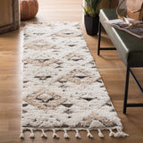 SAFAVIEH Area Rug 8x10 - Moroccan Tassel Shag Collection - Large - Ivory & Brown, Boho Design, Non-Shedding & Easy Cleaning, Plush Pile, Ideal for Living Room, Bedroom, Dining Space (MTS688A)