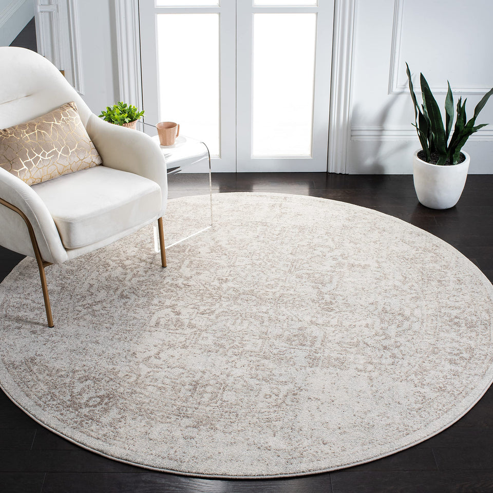 SAFAVIEH Evoke Collection Area Rug - 9' x 12', Ivory & Taupe, Oriental Distressed Design, Non-Shedding & Easy Care, Ideal for High Traffic Areas in Living Room, Bedroom (EVK256E)