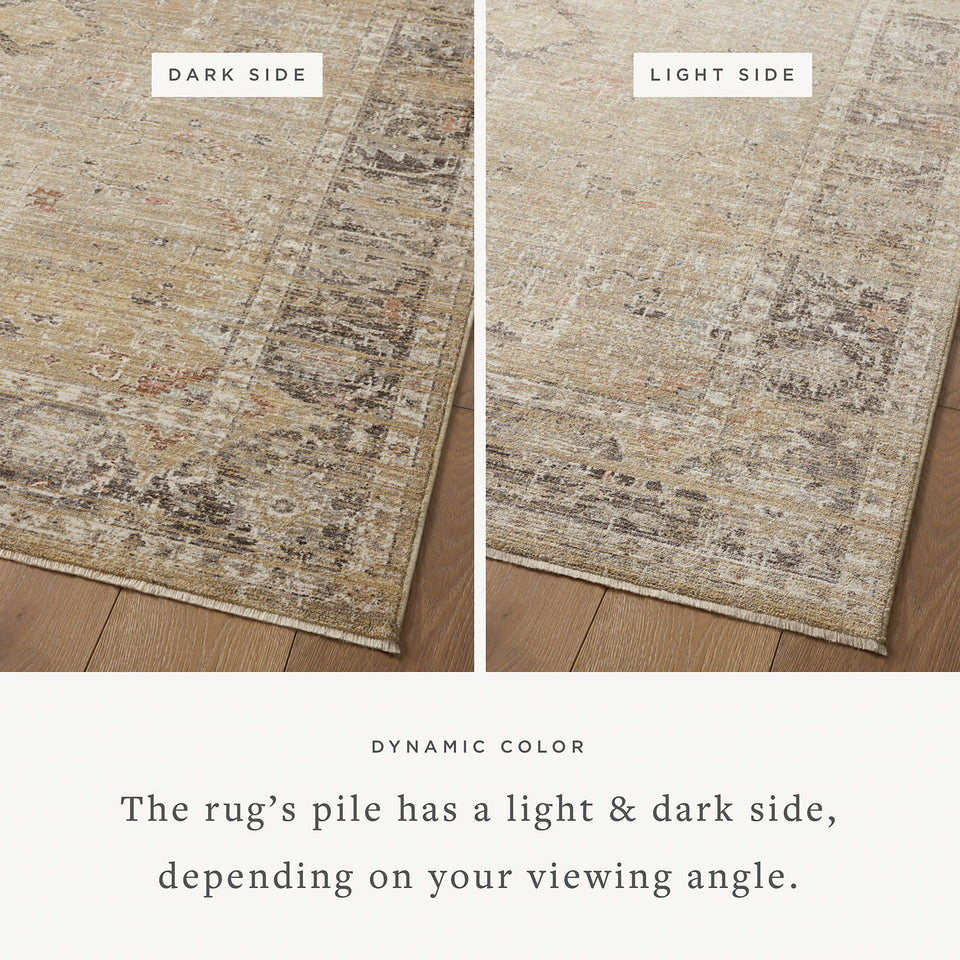 Loloi Magnolia Home by Joanna Gaines Millie Collection MIE-02 Sky/Gold 7'-10" x 10', .25" Pile Height, Area Rug