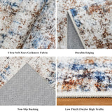 12x15 Area Rug for Living Room – Large Modern Neutral Abstract Thin Washable Carpet, Soft Low Pile Non-Slip Stain-Resistant for Bedroom Dining Room Home Office (Beige Grey)