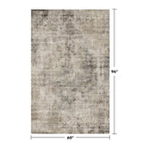 Neutral Living Room Rug - 10x14 Farmhouse Beige Brown Large Area Rug for Dining Room, Bedroom, Low Pile Lightweight Washable