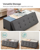 SONGMICS Storage Ottoman Bench, Foldable Foot Rest with Legs, 15 x 43 x 15.7 Inches, End of Bed Bench, Storage Chest, Load up to 660 lb, for Living Room, Bedroom, Entryway, Ink Black ULSF018B01