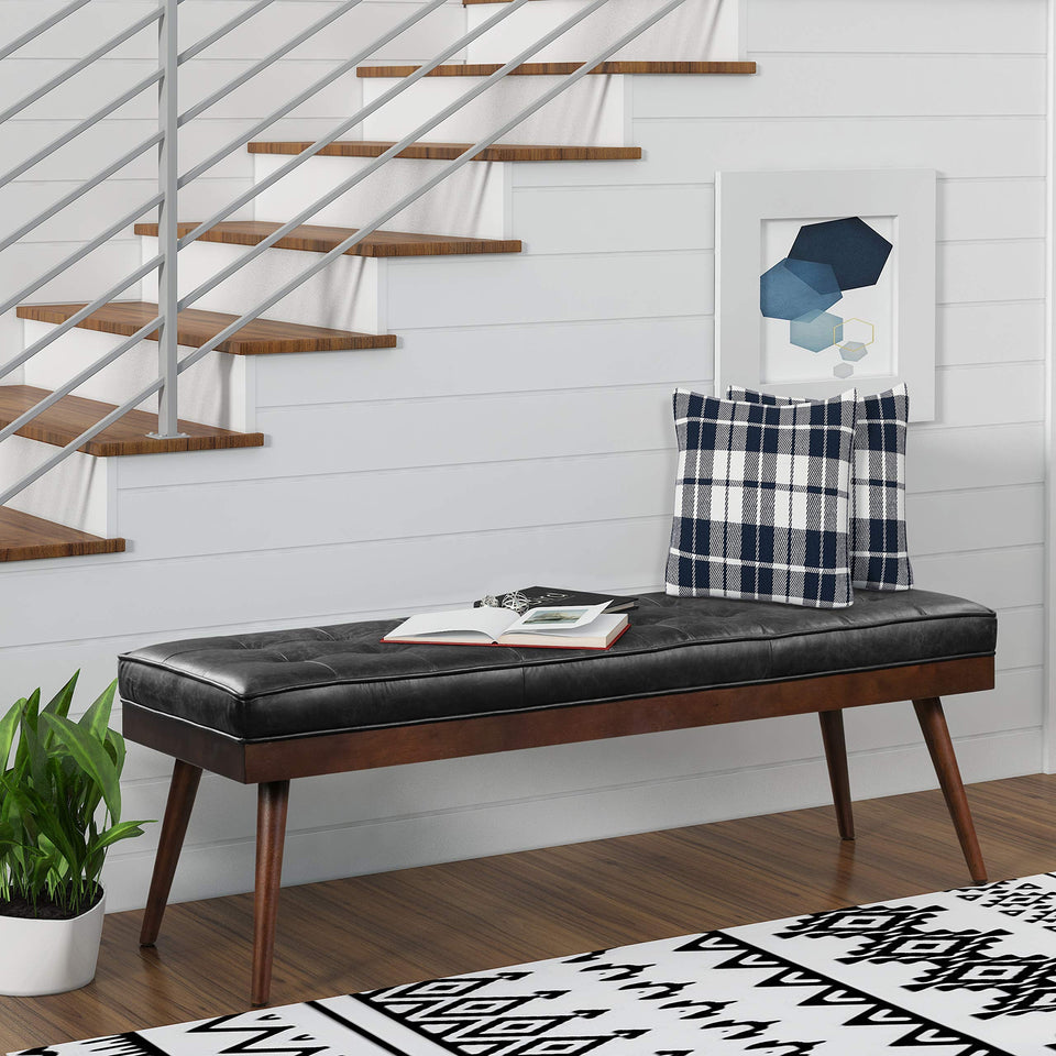 POLY & BARK Napa 72" Apartment Sofa – Italian-Tanned Full-Grain Pure-Aniline or Semi-Aniline Leather, Feather-Down Cushioning, Kiln-Dried Solid Wood Frame, Walnut Legs - Cognac Tan