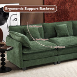 Ihanherry 146" U-Shaped Modern Sofa Modular Sectional Cloud Couch with 2 Ottoman, 6-Seat Chenille Deep Seat Sofa with 6 Pillows for Living Room, Bedroom and Apartment, Grey