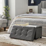 SONGMICS Storage Ottoman Bench, Foldable Foot Rest with Legs, 15 x 43 x 15.7 Inches, End of Bed Bench, Storage Chest, Load up to 660 lb, for Living Room, Bedroom, Entryway, Ink Black ULSF018B01