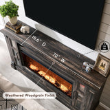 OKD Fireplace TV Stand for up-to-80 TV, Farmhouse 36" Tall Entertainment Center with 42" Electric Fireplace, Media Console with Glass Door Cabinets & Drawers for Living Room, Antique White