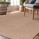 CAMILSON Easy Jute Rug 10x14, Indoor Outdoor Natural Color Fiber Area Rugs for Living Room Patio and Kitchen Rug Herringbone Woven Design Easy-Cleaning Washable Outside Carpet Alfombras 10 x 14