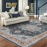 TOPRUUG Washable Oriental Area Rug - 12x15 Rugs for Living Room Soft Carpet for Bedroom Waterproof Floral Distressed Indoor Stain Resistant Non-Shedding Floor Carpets (Green, 12x15)