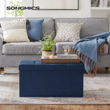 SONGMICS MAZIE Collection - 43 Inches Folding Storage Ottoman Bench, Ottoman Foot Rest, End of Bed Bench, Storage Chest, Load 660 lb, for Living Room, Bedroom, Entryway, Dark Gray ULSF77K