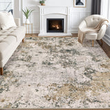 Area Rugs for Living Room: 12x15 Abstract Washable Rug Modern Neutral Large Soft Stain Resistant Non-Slip Backing Machine Table for Bedroom Dining Room Indoor Home Office Carpet - Gold Brown