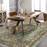 TOPRUUG Washable Oriental Area Rug - 12x15 Rugs for Living Room Soft Carpet for Bedroom Waterproof Floral Distressed Indoor Stain Resistant Non-Shedding Floor Carpets (Green, 12x15)