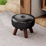 oakvivo 13in Small Foot Stool Ottoman, Round Faux Leather Foot Rest for Couch, Under Desk Pouf Footstool Footrest with Non-Skid Rubber Legs for Ling Room, Bedroom, 13''L x 13''W x 10.2''H, Green