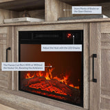 BELLEZE Traditional 58" Rustic TV Stand with 23" Electric Fireplace Heater with Sound, Media Entertainment Center Console Table for TV up to 65" with Open Storage Shelves and Cabinets - Espresso