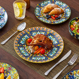 vancasso 24 Pieces Dinnerware Sets, Plates and Bowls Set, Porcelain Dishes Set for 6, Microwave and Dishwasher Safe, Scratch Resistant, Bohemian Style Dining Ware Service for 6, Series SIMI