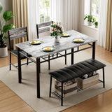 IRONCK Dining Table Set for 4, Kitchen Table with Upholstered Bench and 2 Chairs, Kitchen Table and Chairs Set for Small Space, Apartment, Rustic Brown