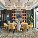 TOPRUUG Washable Oriental Area Rug - 12x15 Rugs for Living Room Soft Carpet for Bedroom Waterproof Floral Distressed Indoor Stain Resistant Non-Shedding Floor Carpets (Green, 12x15)