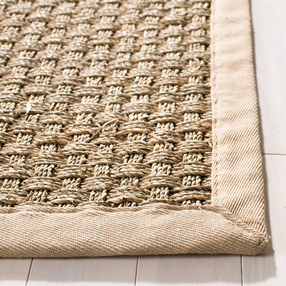 SAFAVIEH Area Rug 8x10 - Natural Fiber Collection - Large - Natural & Beige, Seagrass, Basketweave Pattern (NF114A)