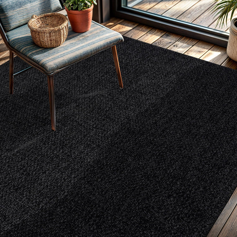 CAMILSON Easy Jute Rug 10x14, Indoor Outdoor Natural Color Fiber Area Rugs for Living Room Patio and Kitchen Rug, Sisal Boho Woven Design, Easy-Cleaning, Washable Outside Carpet Alfombras (10 x 14)