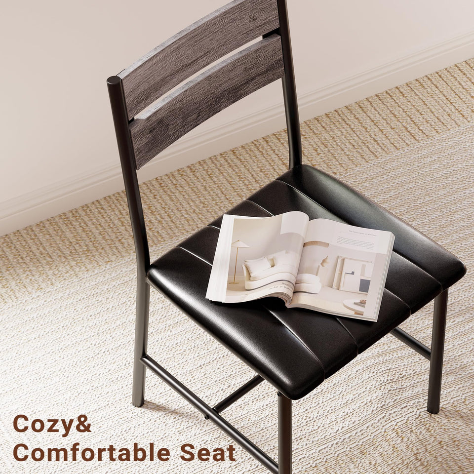 IRONCK Dining Table Set for 4, Wood Kitchen Table with Upholstered Chairs for Kitchen Room and Small Spaces, Rustic Brown