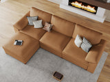 EASE MOOSE Leather Sectional Couch, Oversized Modular Sectional Sofas, Wide Deep Seat Modular Couch, Scratch Resistant Faux Leather Material, L Shaped Sofa for Big Spaces,Beige