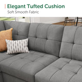 HONBAY Sectional Sleeper Sofa Pull Out Bed with Storage Chaise, Sectional Sofa Couch, Sleeper Couch Bed for Living Room, Dark Grey