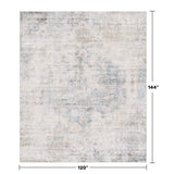 Neutral Living Room Rug - 10x14 Farmhouse Beige Brown Large Area Rug for Dining Room, Bedroom, Low Pile Lightweight Washable