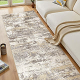 Area Rugs for Living Room: 12x15 Abstract Washable Rug Modern Neutral Large Soft Stain Resistant Non-Slip Backing Machine Table for Bedroom Dining Room Indoor Home Office Carpet - Gold Brown