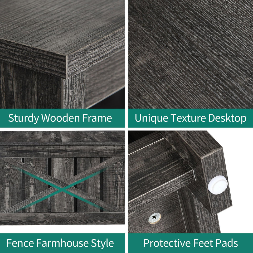 YITAHOME Coffee Table Farmhouse Coffee Table with Storage Rustic Wood Cocktail Table, Square Coffee Tables for Living Meeting Room with Half Open Storage Compartment, Grey Wash