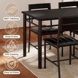 IRONCK Dining Table Set for 4, Wood Kitchen Table with Upholstered Chairs for Kitchen Room and Small Spaces, Rustic Brown