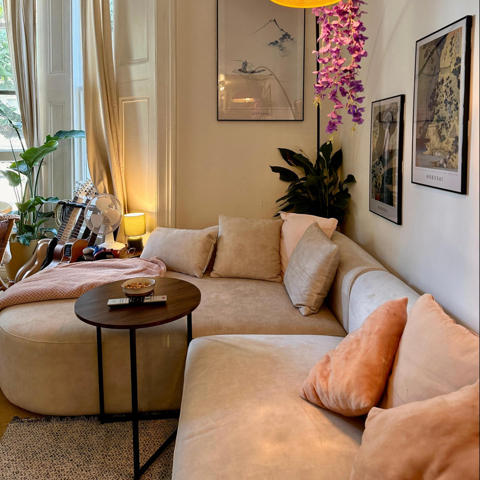 Acanva Luxury Modern Tight Curved Back Velvet Sofa, Minimalist Style Comfy Couch for Living Room Apartment, 3 Seater, Cream